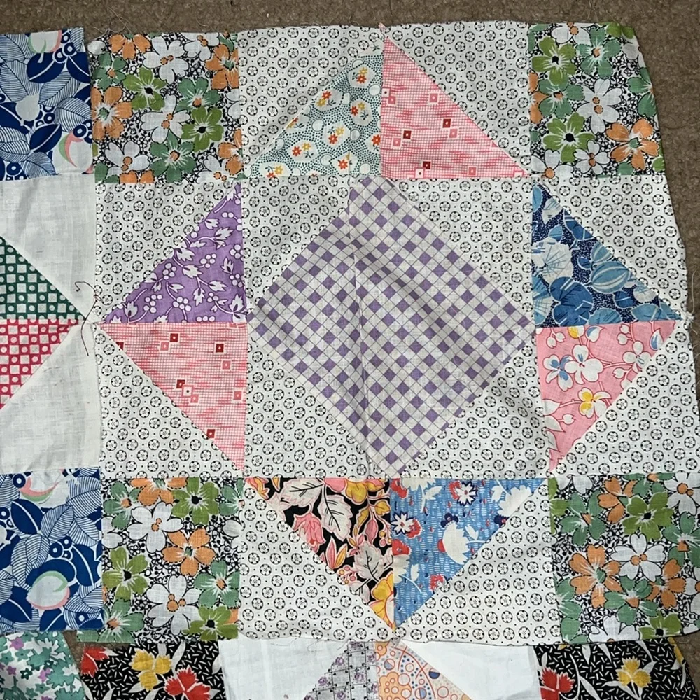 Lot 9 Antique handmade quilt blocks squares 15”